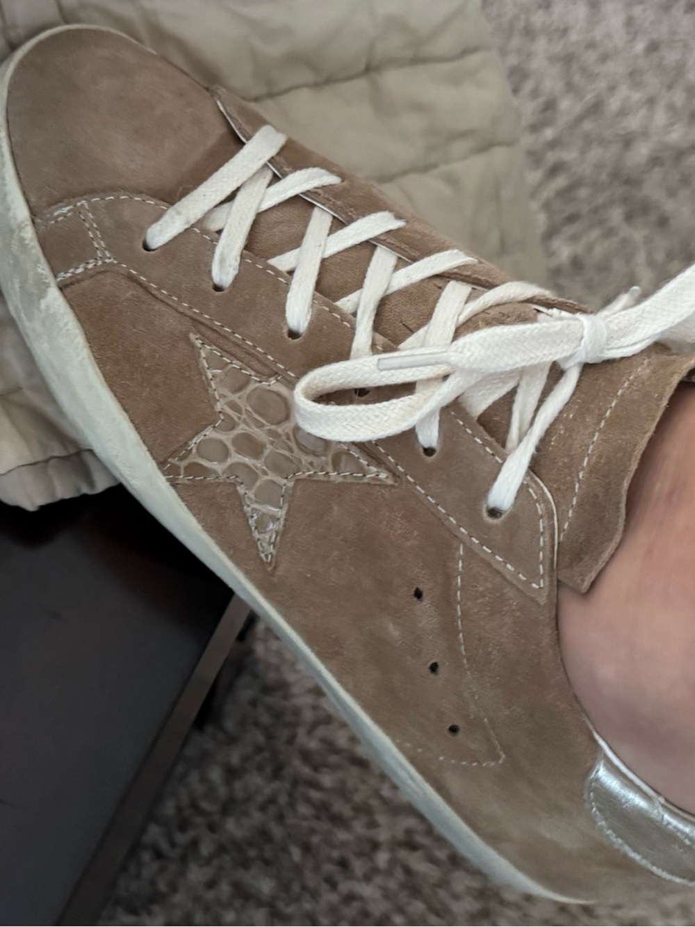 Golden Goose Women’s Suede Lace-Up Sneakers in Taupe - Picture 2 of 4